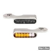 2 - CLIGNOS HEINZ BIKES - STRIPES BELOW BAR TURN SIGNAL - SOFTAIL BREAKOUT 13/17  - 2 FONCTIONS - CORPS CHROME / CABOCHON FUME - HBTS-FXSB-HC-C-PL