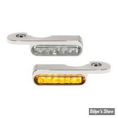 1 - CLIGNOS HEINZ BIKES - STRIPES BELOW BAR TURN SIGNAL - SOFTAIL BREAKOUT 13/17 - 1 FONCTION - CORPS CHROME / CABOCHON FUME - HBTS-FXSB-HC-C