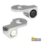 2 - CLIGNOS HEINZ BIKES - NANO SERIES LED TURN SIGNALS - CVO MODELS / SOFTAIL BREAKOUT 13/17 - 2 FONCTIONS- CORPS CHROME / CABOCHON FUME - HBTSN-CVO02-C-PL