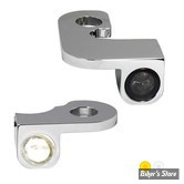 2 - CLIGNOS HEINZ BIKES - NANO SERIES LED TURN SIGNALS  - SOFTAIL 90/14 - 2 FONCTIONS - CORPS CHROME / CABOCHON FUME - HBTSN-FL-14-C-PL