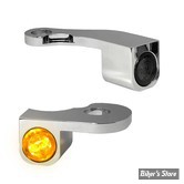 1 - CLIGNOS HEINZ BIKES - NANO SERIES LED TURN SIGNALS  - SOFTAIL 15/17 - 1 FONCTION - CORPS CHROME / CABOCHON CHROME - HBTSN-FL15-C