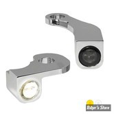 2 - CLIGNOS HEINZ BIKES - NANO SERIES LED TURN SIGNALS  - SOFTAIL M8 18UP - 2 FONCTIONS - CORPS CHROME / CABOCHON FUME - HBTSN-FL18-C-PL