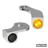 1 - CLIGNOS HEINZ BIKES - NANO SERIES LED TURN SIGNALS  - SOFTAIL M8 18UP - 1 FONCTION - CORPS CHROME / CABOCHON FUME - HBTSN-FL18-C