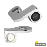 2 - CLIGNOS HEINZ BIKES - NANO SERIES LED TURN SIGNALS  - TOURING 96/08 - 2 FONCTIONS - CORPS CHROME / CABOCHON FUME - HBTSN-FLH-08-C-PL