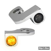 1 - CLIGNOS HEINZ BIKES - NANO SERIES LED TURN SIGNALS  - TOURING 96/08 - 1 FONCTION - CORPS CHROME / CABOCHON FUME - HBTSN-FLH-08-C