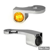 1 - CLIGNOS HEINZ BIKES - NANO SERIES LED TURN SIGNALS  - TOURING 09/13 - 1 FONCTION - CORPS CHROME / CABOCHON FUME - HBTSN-FLH-0913-C