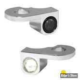2 - CLIGNOS HEINZ BIKES - NANO SERIES LED TURN SIGNALS  - TOURING 14UP EMB. HYDR - 2 FONCTIONS - CORPS CHROME / CABOCHON FUME - HBTSN-FLH-HC-C-PL