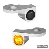 1 - CLIGNOS HEINZ BIKES - NANO SERIES LED TURN SIGNALS  - TOURING 14UP EMB. HYDR - 1 FONCTION - CORPS CHROME / CABOCHON FUME - HBTSN-FLH-HC-C