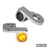 1 - CLIGNOS HEINZ BIKES - NANO SERIES LED TURN SIGNALS  - DYNA 91/17 - 1 FONCTION - CORPS CHROME/ CABOCHON FUME - HBTSN-FX96-C