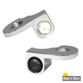 2 - CLIGNOS HEINZ BIKES - NANO SERIES LED TURN SIGNALS  - SOFTAIL S 14/17 / DYNA S 14/17 - 2 FONCTIONS - CORPS CHROME / CABOCHON FUME - HBTSN-S14-C-PL