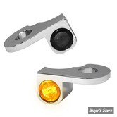 1 - CLIGNOS HEINZ BIKES - NANO SERIES LED TURN SIGNALS  - SOFTAIL S 14/17 / DYNA S 14/17 - 1 FONCTION - CORPS CHROME / CABOCHON FUME - HBTSN-S14-C