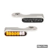 2 - CLIGNOS HEINZ BIKES - STRIPES BELOW BAR TURN SIGNAL - V-ROD 02/17 - 2 FONCTIONS - CORPS CHROME / CABOCHON FUME - HBTS-VRS02-C-PL