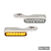 1 - CLIGNOS HEINZ BIKES - STRIPES BELOW BAR TURN SIGNAL - V-ROD 02/17 - 1 FONCTION - CORPS CHROME / CABOCHON FUME - HBTS-VRS02-C