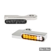 2 - CLIGNOS HEINZ BIKES - STRIPES BELOW BAR TURN SIGNAL - SPORTSTER 04/13 - 2 FONCTIONS - CORPS CHROME / CABOCHON FUME - HBTS-XL-13-C-PL