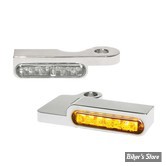 1 - CLIGNOS HEINZ BIKES - STRIPES BELOW BAR TURN SIGNAL - SPORTSTER 04/13 - 1 FONCTION - CORPS CHROME / CABOCHON FUME - HBTS-XL-13-C