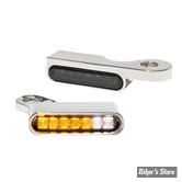 2 - CLIGNOS HEINZ BIKES - STRIPES BELOW BAR TURN SIGNAL - SPORTSTER 14/20 - 2 FONCTIONS - CORPS CHROME / CABOCHON FUME - HBTS-XL14-C-PL