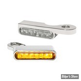 1 - CLIGNOS HEINZ BIKES - STRIPES BELOW BAR TURN SIGNAL - SPORTSTER 14/20 - 1 FONCTION - CORPS CHROME / CABOCHON FUME - HBTS-XL14-C