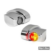 CLIGNOS DE SABRE - HEINZ BIKES -  NANO Series Winglets turn signals - 3 FONCTIONS - CORPS CHROME CABOCHON FUME - HBWLN-3TS-C