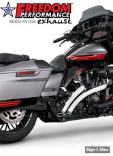 - ECHAPPEMENT FREEDOM PERFORMANCE - RADICAL RADIUS - 2EN2 - TOURING 95/16 - SLASH CUT - CHROME / EMBOUT : NOIR SCULPTE - HD00439