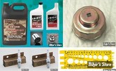 KIT HUILE MINÉRALE - LOT34 : KIT VIDANGE 1340 AVEC FILTRE CHROME + CLEF FILTRE HUILE + 2 BOUGIES + JAUGE VISSERIE