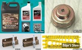 KIT HUILE MINÉRALE - LOT36 : KIT VIDANGE 1450 AVEC FILTRE CHROME + CLEF FILTRE HUILE + 2 BOUGIES + JAUGE VISSERIE