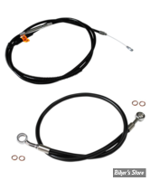 +0.00 - KIT CABLES DE GUIDON - INDIAN SCOUT - LA CHOPPERS - NOIR VINYL / INOX NOIR  - LA-8400KT-08B