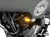 1 - CLIGNOTANTS AVANT - HEINZ BIKES - ST MICRO BLINKER  - SOFTAIL M8 FXLRST 22UP - 1 FONCTION - CORPS NOIR / CABOCHON FUME - HBTSM-ST