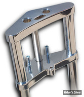 Tés larges Ultima en alu billet, 0°, chromé. Pour fourches de 41mm. Modèle "Boomerang Smooth" lisse, avec butées de direction internes (non fournies), bouchons de fourche internes et écrou de direction cach&eacu