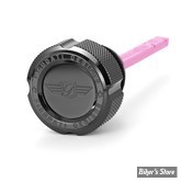 ECLATE A - PIECE N° 42 -  BOUCHON DE RÉSERVOIR D'HUILE - SOFTAIL 00/17 - OEM 62845-00 / A / 62845-00A - FIGURATI DESIGN - FINITION INOX : NOIR CRENELÉ - FD01-MAGDS-ST-KN-BLK
