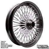 16 X 3.50 - ROUE ARRIÈRE 50 RAYONS - FAT DADDY - TOURING 02/07 / SPORTSTER 05/07 - Right Wright Wheels Fat Daddy -  MOYEU : NOIR / JANTE : NOIR / RAYONS : INOX POLI