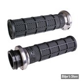 - POIGNEES - ODI -V-TWIN LOCK-ON™ HART-LUCK SIGNATURE FULL-WAFFLE GRIP SET - TIRAGE ELECTRONIQUE - CAOUTCHOUC : NOIR / COLLIER : ARGENT - V31HTW-BB-S