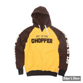 - SWEAT SHIRT A CAPUCHE - 13 1/2 - IT S A CHOPPER BABY - JAUNE / MARRON - TAILLE S