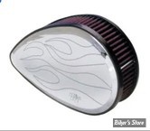 FILTRE A AIR - K&N - BIGTWIN 92/99 - Billet air cleaner assembly - TEARDROP / FLAMES - RK-3922