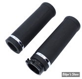 POIGNEES - V-TWIN Tedd Cycle / WYATT GATLING - CAOUTCHOUC - NOIR / CHROME