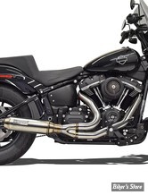 ECHAPPEMENT - BASSANI - SOFTAIL FXFB/S / FXLR/S / FLSL / FXST / FXBB  - 2-into-1 Exhaust System with Superbike Muffler - INOX- 1S77SSE