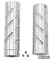 POIGNEES - V-TWIN TEDD CYCLE / WYATT GATLING - Billet Twist Style Grip Set - CHROME