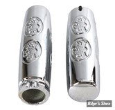 POIGNEES - V-TWIN TEDD CYCLE / WYATT GATLING - Billet Skull Style Grip Set - CHROME