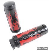 POIGNEES - V-TWIN Tedd Cycle - FLAME GRIP SET - TIRAGE PAR CABLES - EMBOUT / NOIR