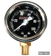 MANO DE PRESSION D'HUILE - 100 PSI - FEULING - CORPS : CHROME / FOND : NOIR - EMBOUT : LAITON BAS - 1" 1/2 - 1/8" NPT - 9041