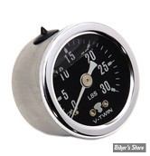 MANO DE PRESSION D HUILE - V-TWIN - 0 à 30 PSI - CORPS CHROME / FOND NOIR