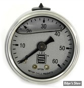 MANO DE PRESSION D HUILE - V-TWIN - SIFTON - 0 à 60 PSI - CORPS CHROME / FOND ARGENT