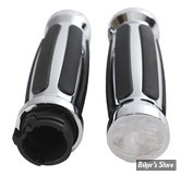 POIGNEES - V-TWIN TEDD CYCLE / WYATT GATLING - Profile Barrel Shape Grip Set - CHROME