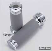 POIGNÉES - ZODIAC - TIRAGE PAR CÂBLES HD 82UP / 1" - TORNADO II - TURBO / CHROME - CAOURCHOUC GRIS