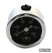 MANO DE PRESSION D HUILE - V-TWIN - 0 À 100 PSI - CORPS CHROME / FOND NOIR