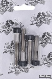 VISSERIE DE PLATINE DE RISERS - OEM 4326A / 4816A - 5/16-18 x 1 1/2" + 5/16-18 x 2" UNC - SCREWS4BIKES - NOIR BRILLANT - LK.HD.4.sw