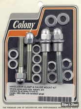 VISSERIE DE PLATINE DE RISERS - OEM 00000-00 - COLONY - Colony handlebar clamp & gauge mount kit - ACORN - CHROME - 8724-18