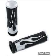 POIGNEES - V-TWIN TEDD CYCLE - OEM 56518-08 - Throttle By Wire Flame Style Grip SeT - CHROME