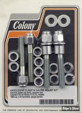 VISSERIE DE PLATINE DE RISERS - OEM 00000-00 - COLONY - Colony handlebar clamp & gauge mount kit - CAP STYLE - CHROME - 8725-18