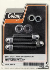 VISSERIE DE PLATINE DE RISERS - OEM 00000-00 - COLONY - Colony handlebar clamp & gauge mount kit - ACORN - CHROME - 9961-12