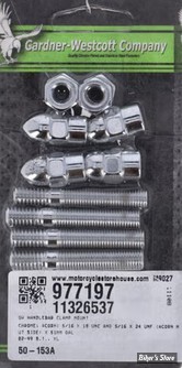 VISSERIE DE PLATINE DE RISERS - OEM 00000-00 - 5/16 x 18 UNC and 5/16 x 24 UNF X 51MM - GARDNER WESCOTT - ACORN - CHROME - 50-153A